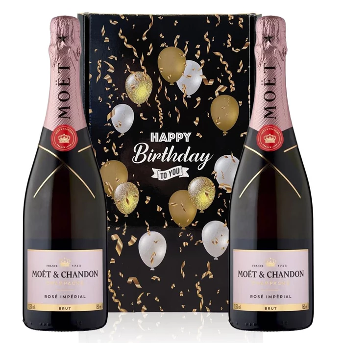 Moet & Chandon Rose Champagne 75cl Happy Birthday Duo Gift Box